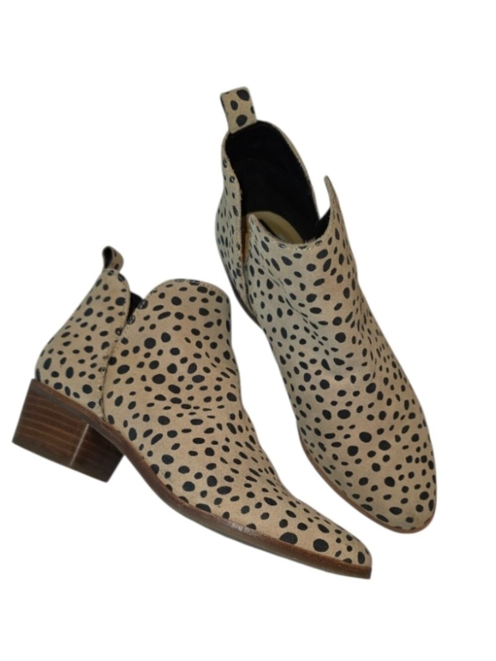Dolce Vita Kaidie Leather Ankle Boots Sz 6.5 Leopard Print Spotted  Western Boho